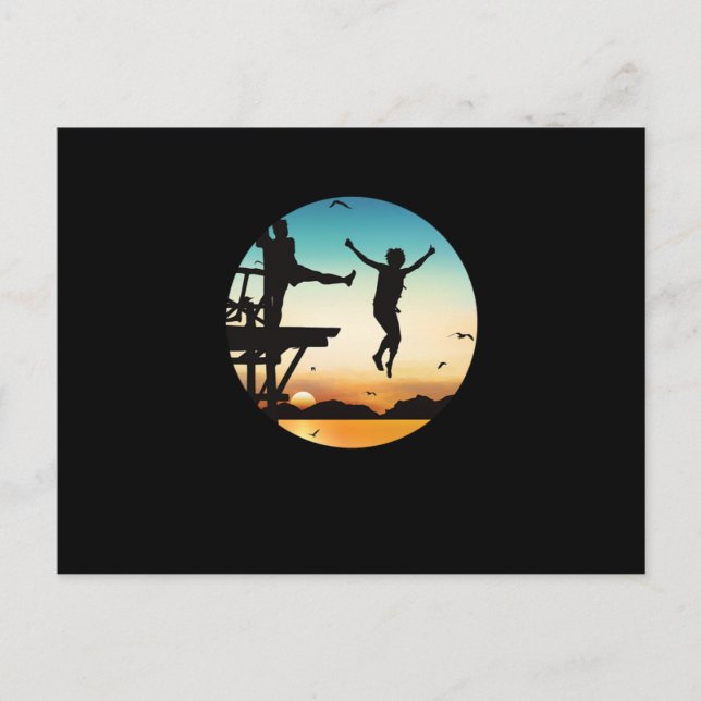 Cartão Postal Cliff Jumping Sunset Cliff Jump Cliff Diving Gift (Frente)