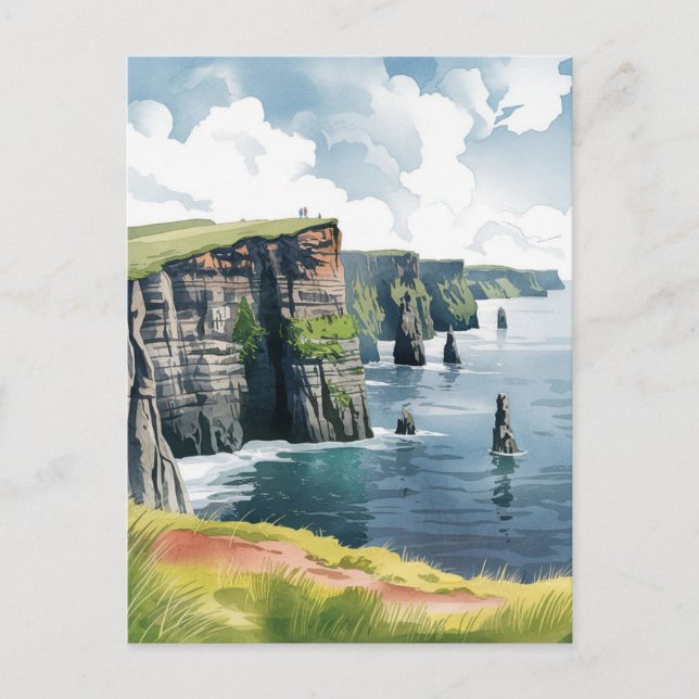 Cartão Postal Cliff of Moher, Ireland Painting (Frente)