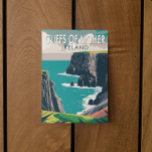 Cartão Postal Cliff of Moher Ireland Viagem Art Vintage<br><div class="desc">Clipes de design de arte vetorial de Mher. Os Cliff of Moher são penhascos marinhos localizados no extremo sudoeste da região de Burren,  em County Clare,  Irlanda.</div>