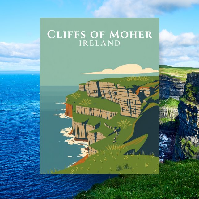 Cartão Postal Cliffs of Moher Paisagem Irlanda Viagem  (Cliffs of Moher Scenic Ireland Travel Postcard
)
