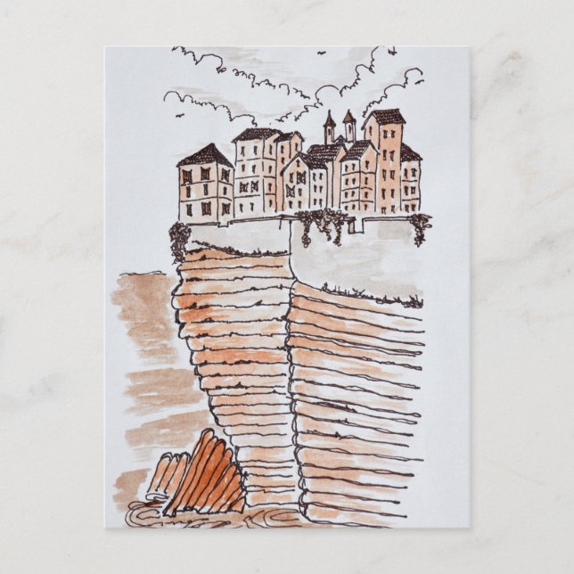 Cartão Postal Cliffside City de Bonifacio, Córsega, França (Frente)