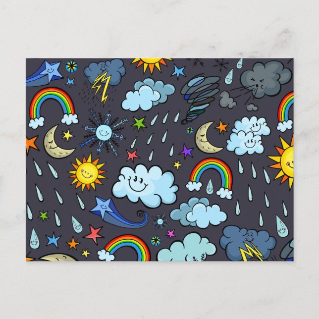 Cartão Postal Clima Clima do Céu Sazonal (Frente)