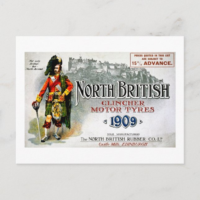 Cartão Postal Clincher Motor Tires1909 - Anúncio Vintage (Frente)