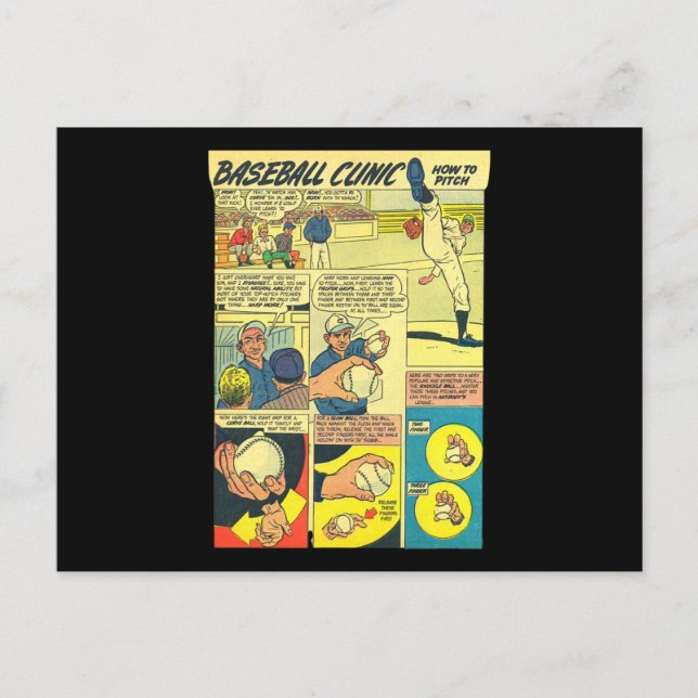 Cartão Postal Clínica De Baseball Em Quadrinhos Como Arranjar (Frente)
