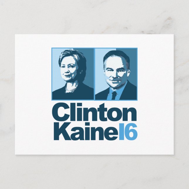 Cartão Postal Clinton Kaine para a América 2016 (Frente)
