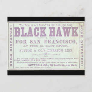 Cartão Postal Clipe Black Hawk navegando em 1900