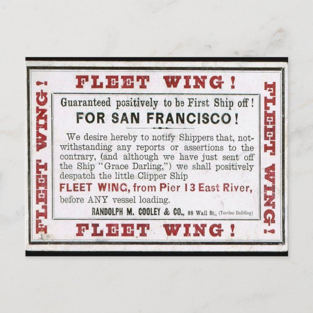 Cartão Postal Clipper Fleet Wing em navegação  (Frente)