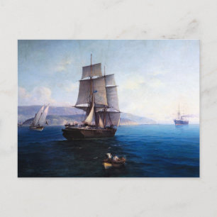 Cartão Postal Clipper Sailship e Navio a vapor 1900