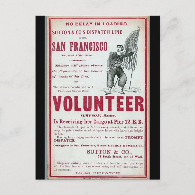 Cartão Postal Clipper Voluntário Velejando 1900 (Frente)