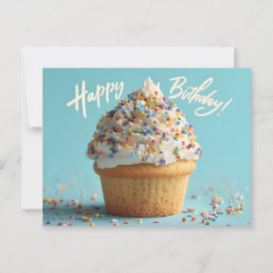 Cartão Postal Close-up Vibrante de um Cupcake de Baunilha de Ani