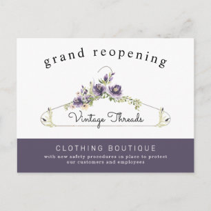 Cartão Postal Clothing Boutique Grand Reabrindo Segurança do Cov