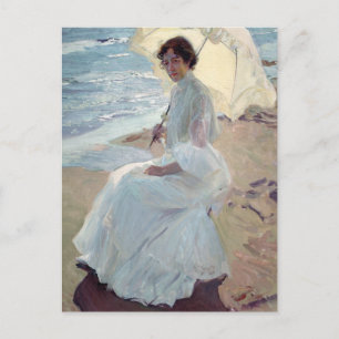 Cartão Postal Clotilde na praia - Joaquín Sorolla