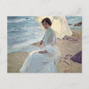 Cartão Postal Clotilde na praia - Joaquín Sorolla