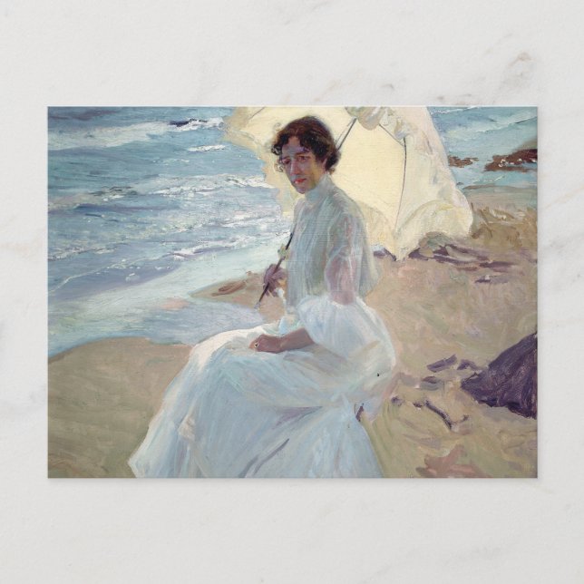 Cartão Postal Clotilde na praia - Joaquín Sorolla (Frente)