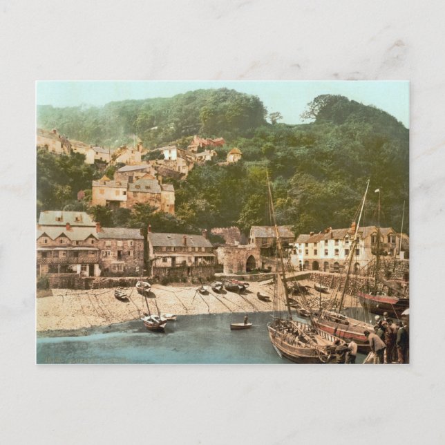 Cartão Postal Clovelly Harbour, Torridge, Devon, c.1895 (Frente)
