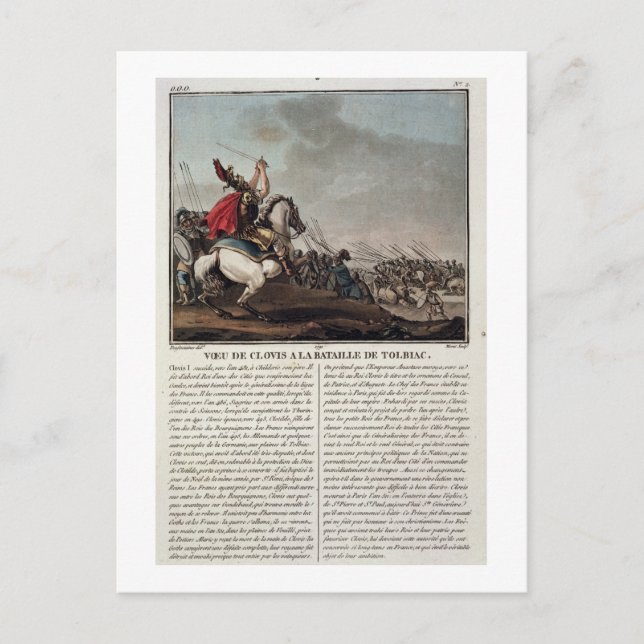 Cartão Postal Clovis I (c.466-511) na Batalha de Tolbiac, 496 (Frente)
