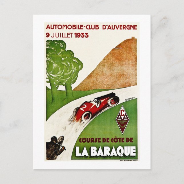 Cartão Postal Clube de automóvel D'Auvergne 1933 (Frente)