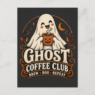 Cartão Postal Clube de Café Fantasma Cute Assustador Halloween