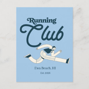 Cartão Postal Clube de Corrida Gráfico Personalizado Azul Marinh
