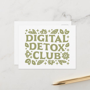 Cartão Postal Clube de desintoxicação digital bem-estar garota e