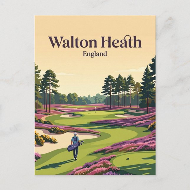 Cartão Postal Clube de Golfe Walton Heath Inglaterra (Frente)