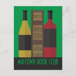 Cartão Postal Clube de Livro Personalizado com Livro e Vinho