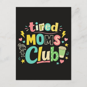 Cartão Postal Clube de Mães Cansadas Café Humor de Mãe