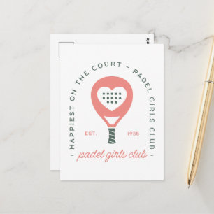 Cartão Postal Clube de padel feminino rosa estético