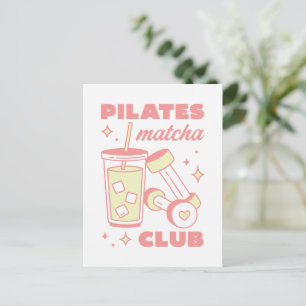 Cartão Postal Clube de Pilates matcha rosa estético