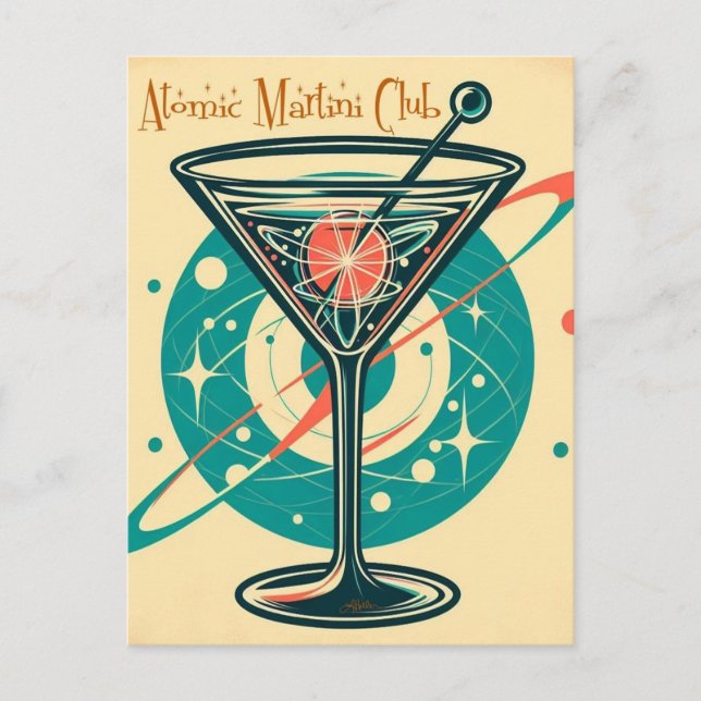 Cartão Postal Clube Martini Atômico Era Espacial (Frente)