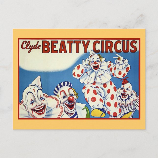 Cartão Postal Clyde Beatty Vintage Circus (Frente)