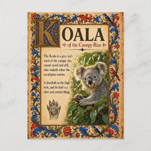 Cartão Postal Coala, Arte do Bestiário Medieval