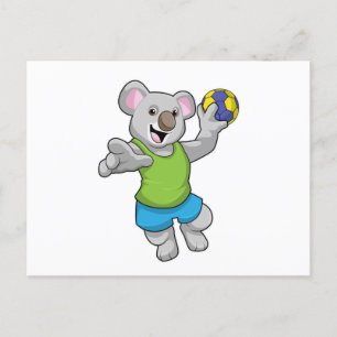 Cartão Postal Coala com esportes de handebol