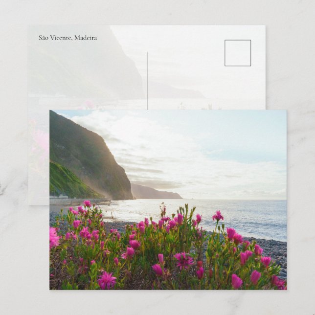 Cartão Postal Coastal Sunset over São Vicente, Madeira (Frente/Verso)