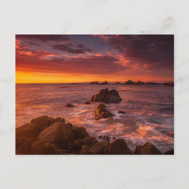 Cartão Postal Coastline | Sunset Pacific Grove Carmel California (Frente)