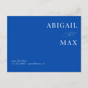 Cartão Postal Cobalt Blue Simples Salvar a Data de Casamento