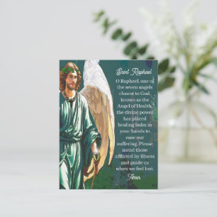 Cartão Postal Cobertor de Oração do Arcanjo São Rafael Anjo de C