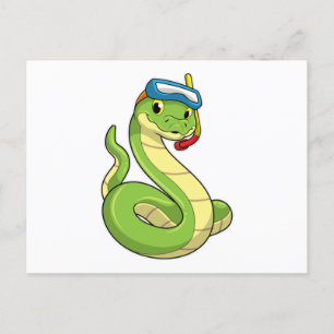 Cartão Postal Cobra como Mergulhador com Snorkel