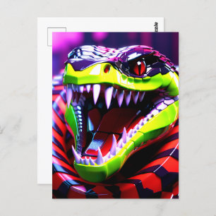 Cartão Postal Cobra de cobra com lábios verdes de cal e sobrance