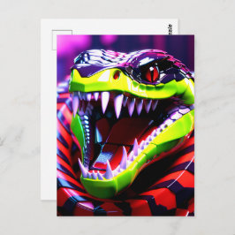 Cartão Postal Cobra de cobra com lábios verdes de cal e sobrance