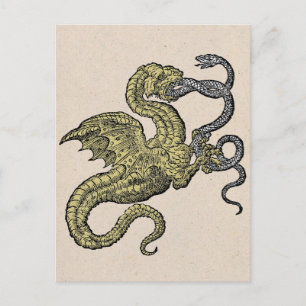 Cartão Postal Cobra dourado do dragão e da prata