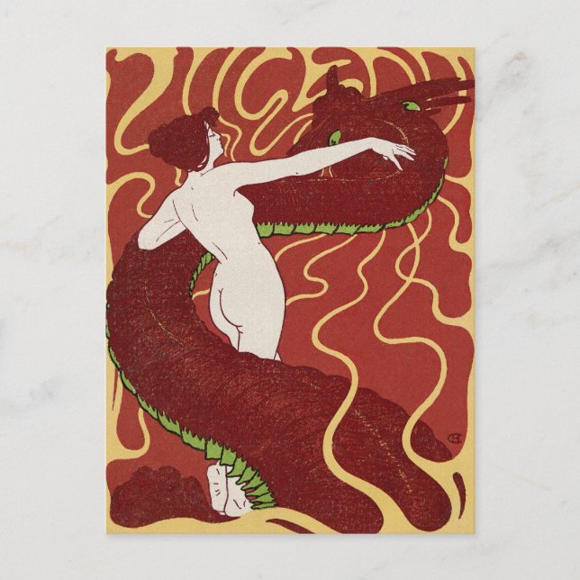 Cartão Postal Cobra e Mulher por Christiansen (Frente)