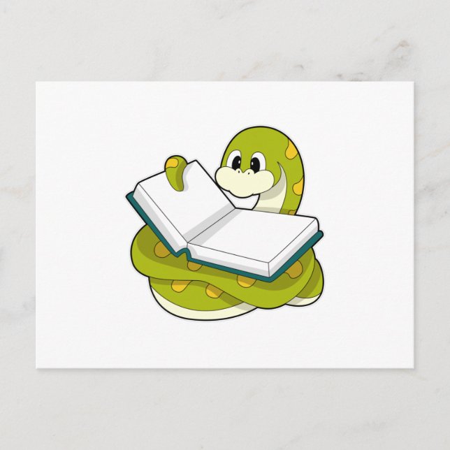Cartão Postal Cobra em Reading com Livro (Frente)