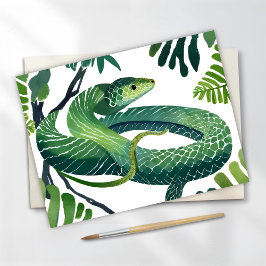 Cartão Postal Cobra Verde | Ano da Serpente Aquarela