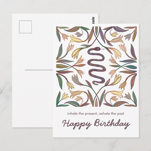 Cartão Postal Cobra Vines Inspirational Magational Feliz Anivers (Frente/Verso)