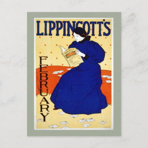 Cartão Postal Cobrir da revista Lippincott Vintage em fevereiro