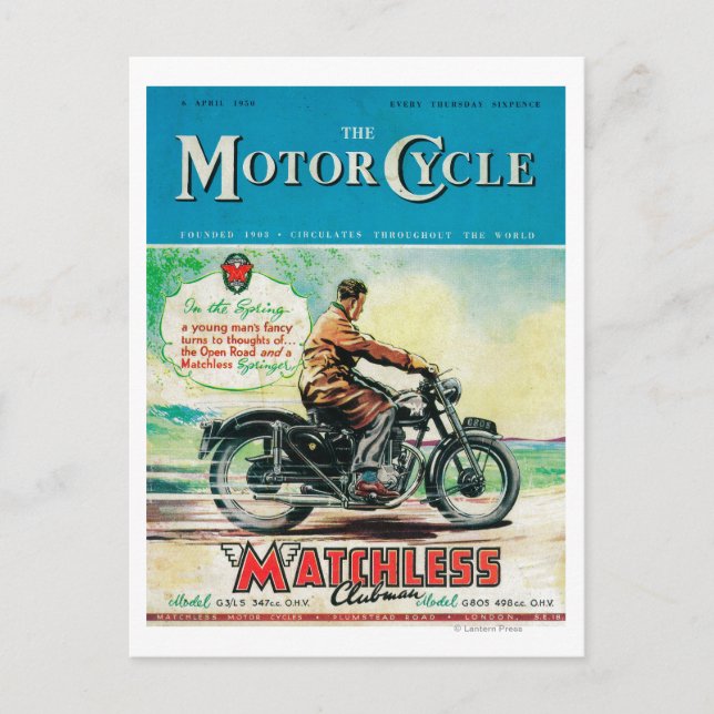 Cartão Postal Cobrir da Revista Motor Cycle (Frente)
