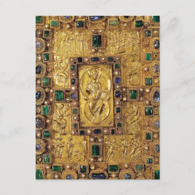 Cartão Postal Cobrir de galhardetes - Codex Aureus de Ruas Emmer (Frente)