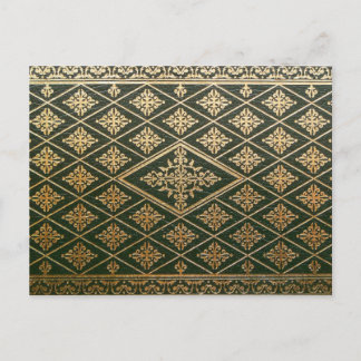 Cartão Postal Cobrir do Livro de Couros Antigo Verde e Dourado
