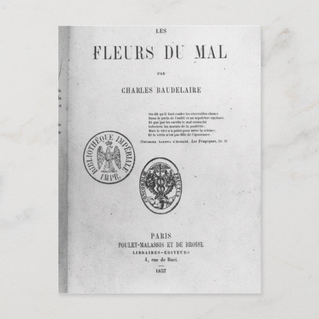 Cartão Postal Cobrir frontal, Primeira edição de "Les Fleurs du" (Frente)
